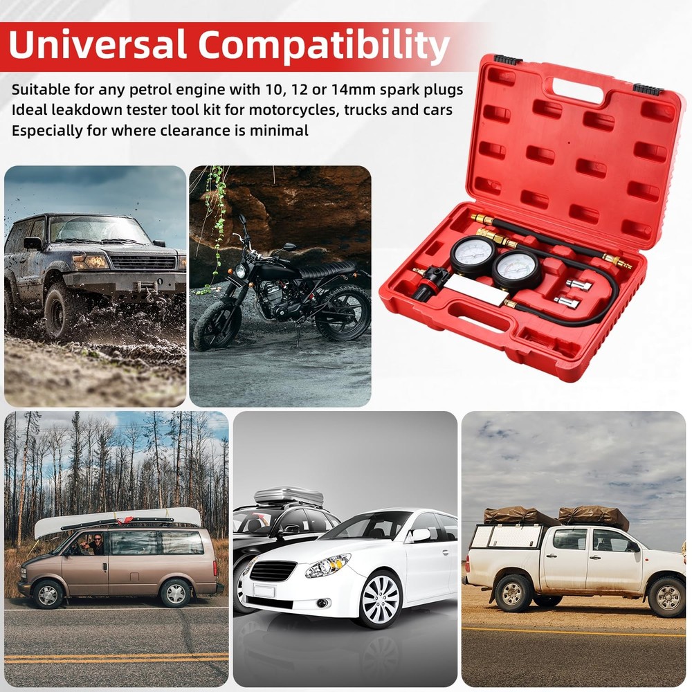Cylinder Leak Down Tester Gasoline Engine Compression Leakage Detector Tool