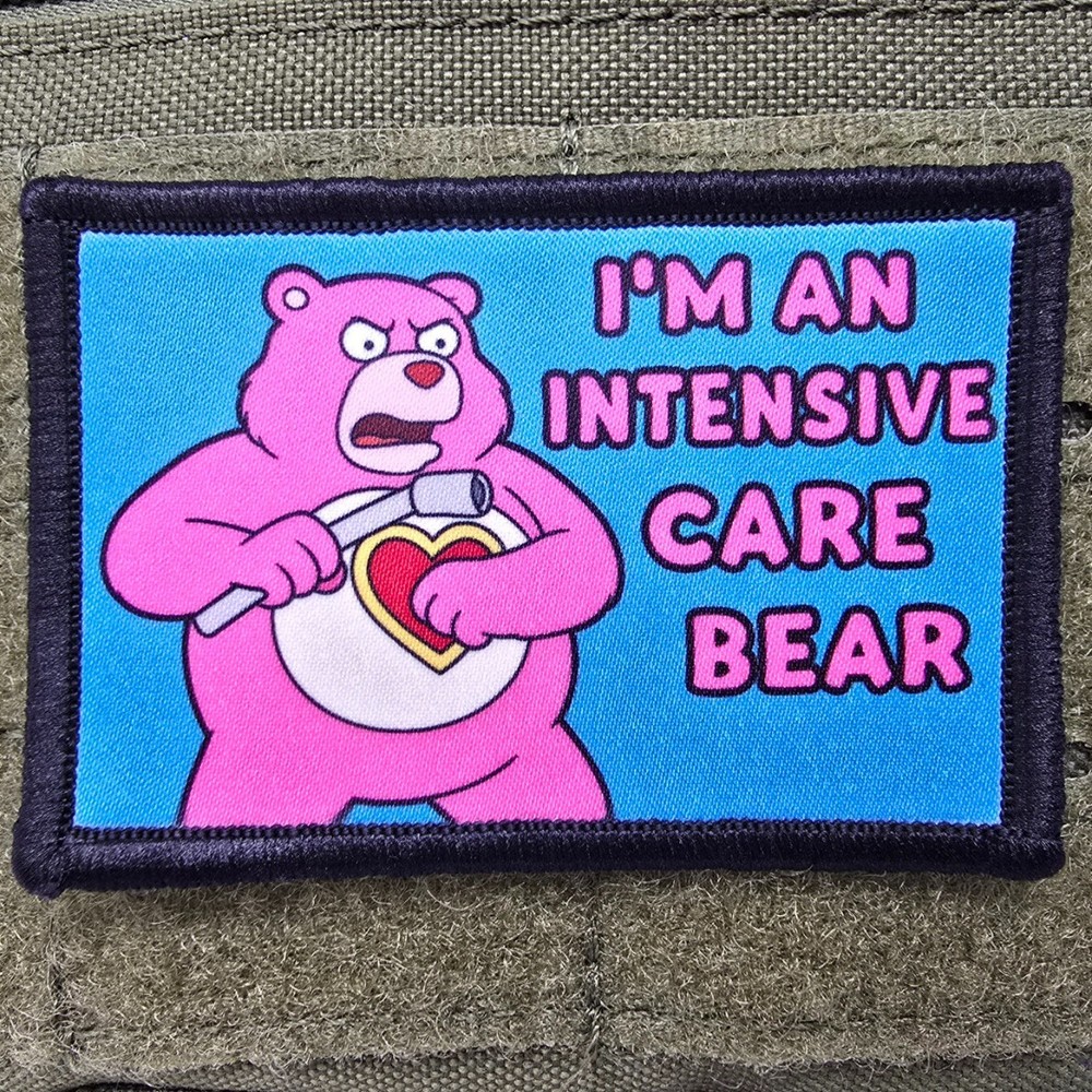 Intensive Care Patch Moral Tactical Meme Bear Army USA Anime Hook & Loop 3x2