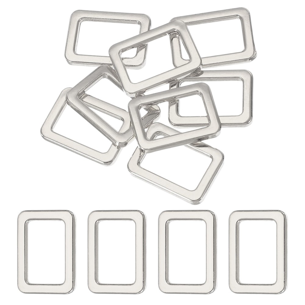 8pcs 3/4Inch Metal Flat Rectangle Ring Buckle Silver
