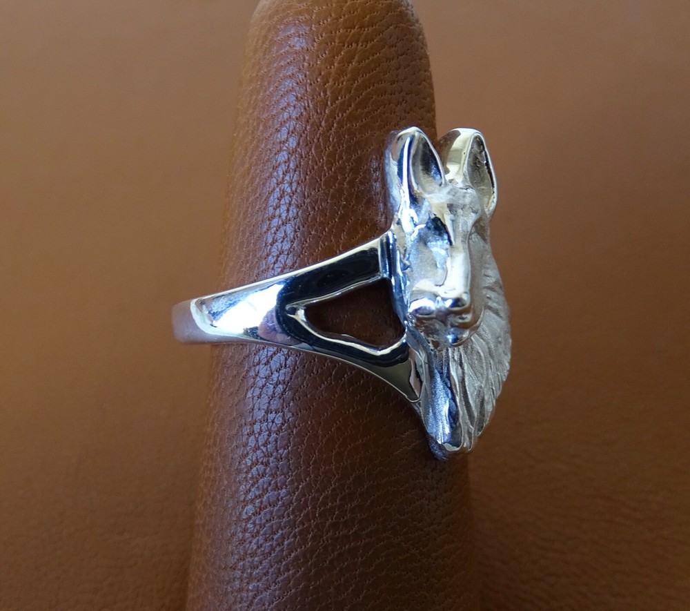 Sterling Silver German Shepherd Dog Head Study Ring