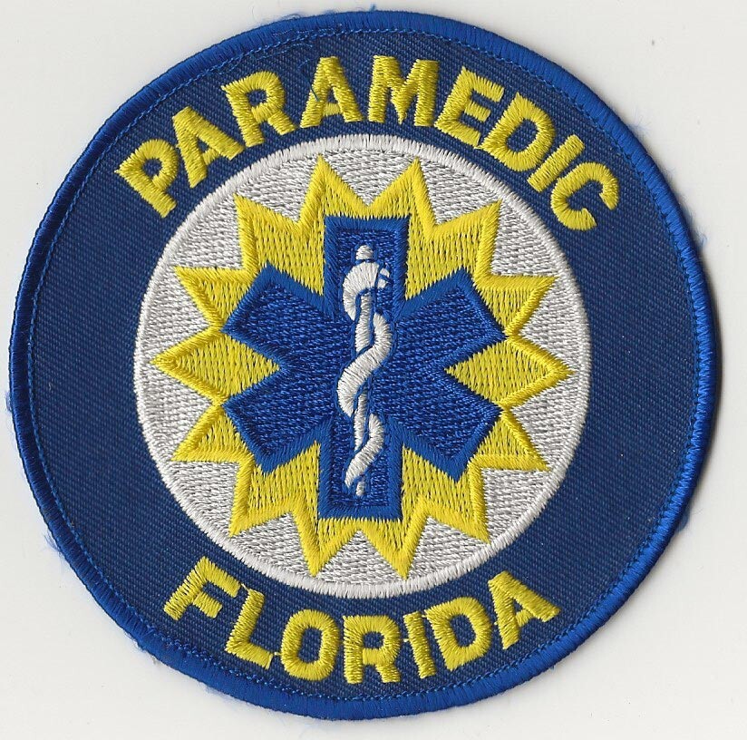Florida PARAMEDIC Patch Medium Royal Blue Border Version FL.
