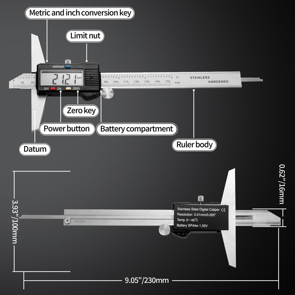 Digital Depth Caliper Electronic Depth Gauge Caliper Depth Rule for Accurate ...