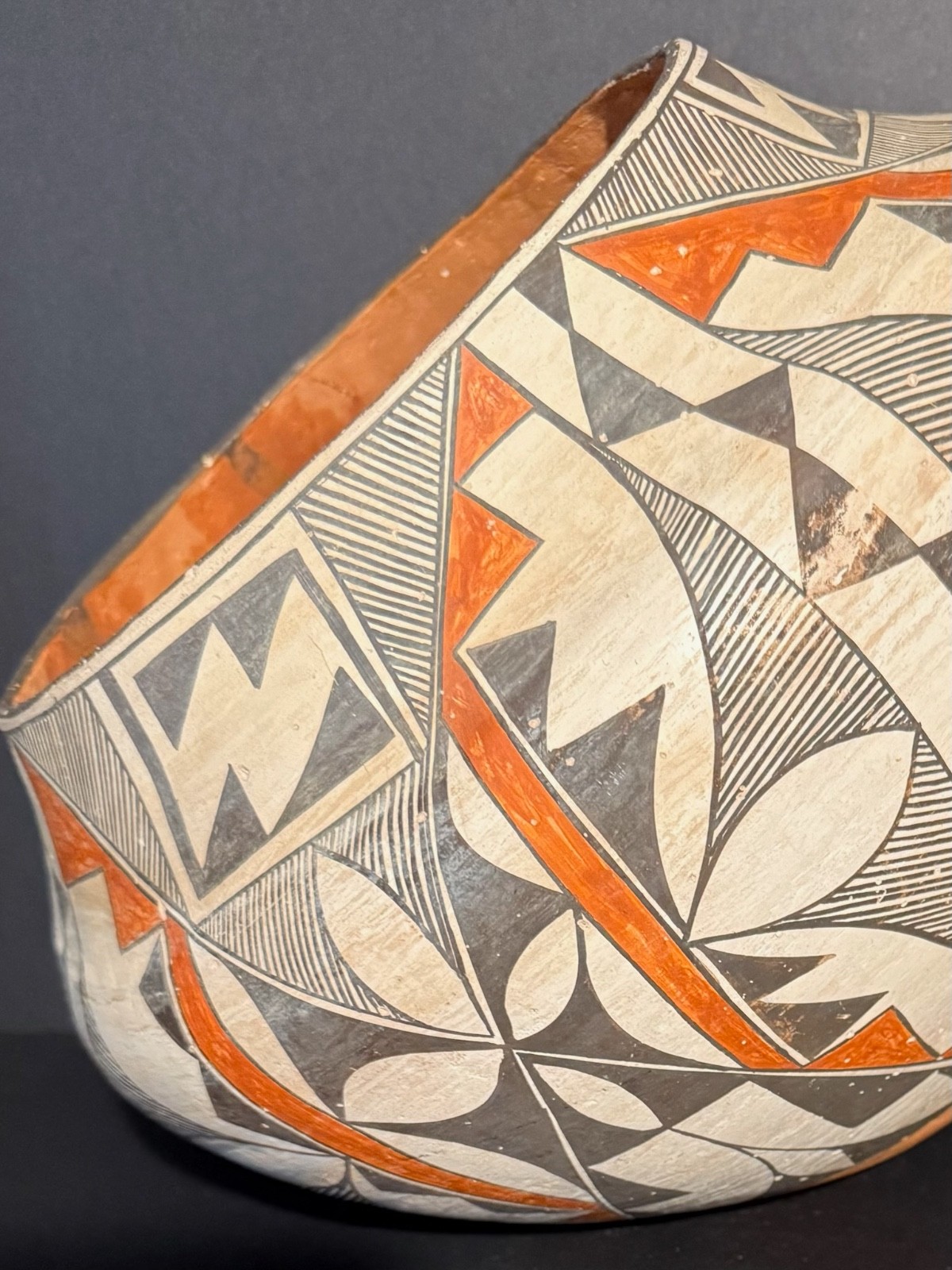 LARGE ACOMA POLYCHROME POTTERY OLLA,BEAUTIFUL PAINT DECORATION,C1900, EXCELLENT!