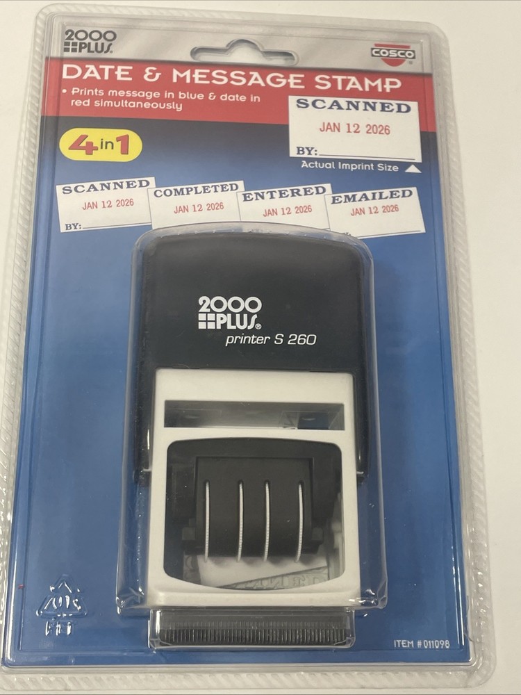 2000 Plus 4-in-1 Self-Inking E-Message Date Stamp 1-78" x 3/16" Impression