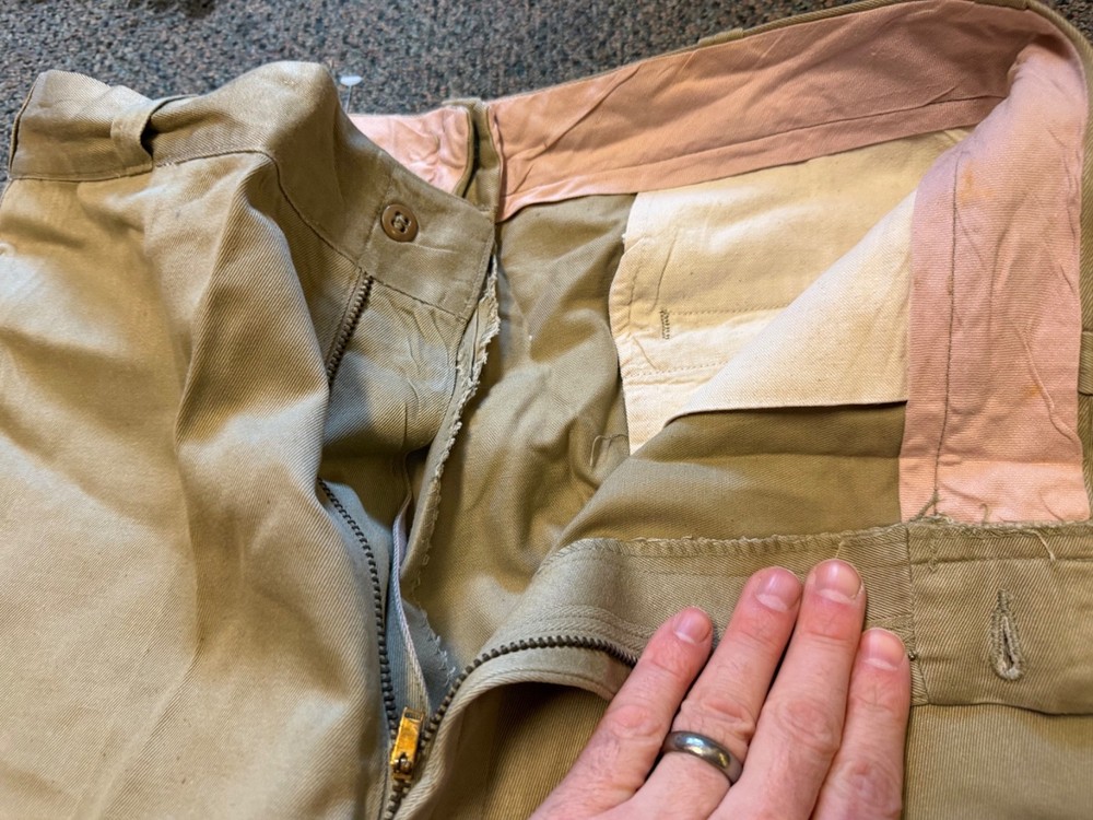 ORIGINAL WWII US ARMY OFFICER CLASS A "KHAKI" TROUSERS- MEDIUM SHORT 34X28