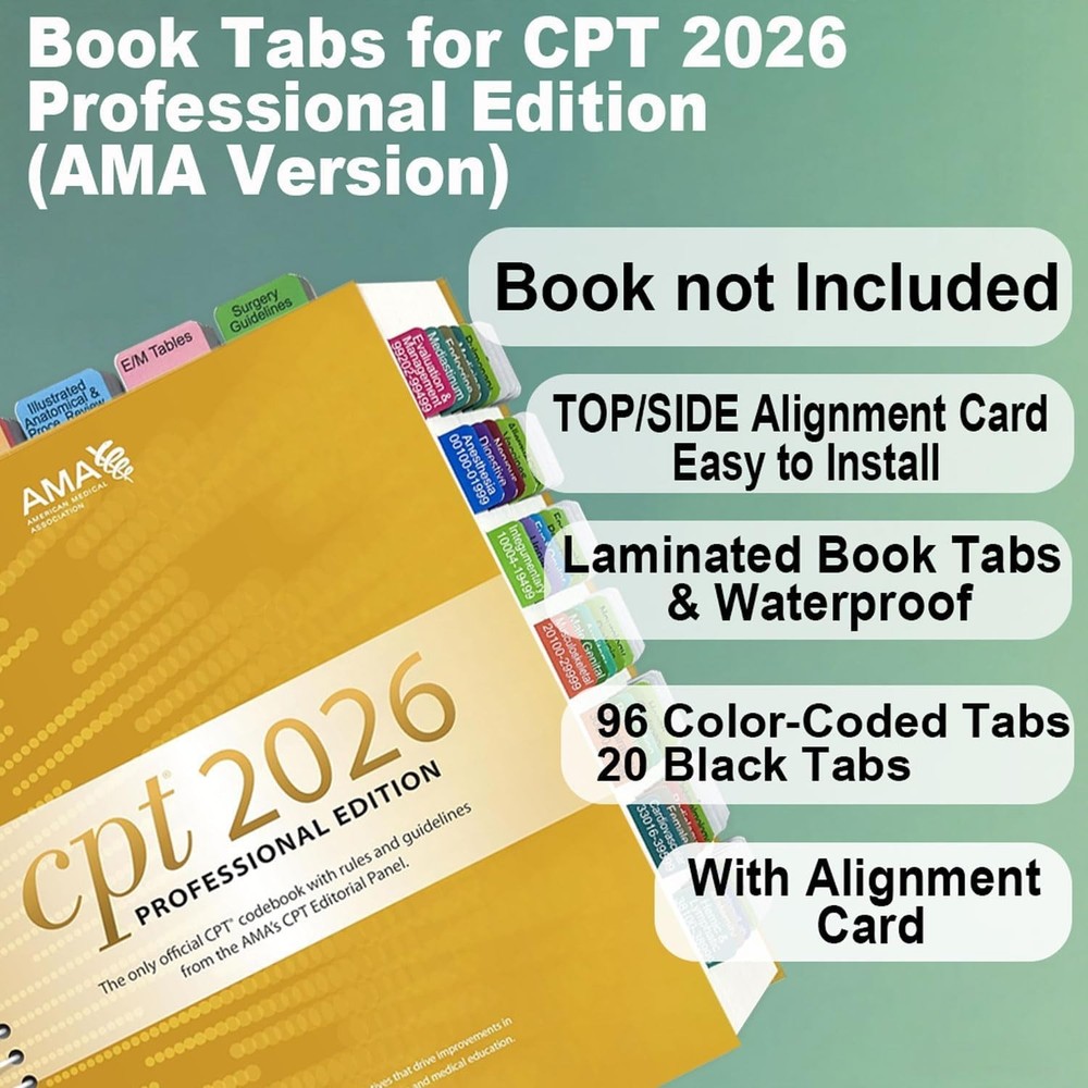 Index Tabs for AMA CPT Book, ICD-10 Code, HCPCS Level II, 3-Set Bundle 2026