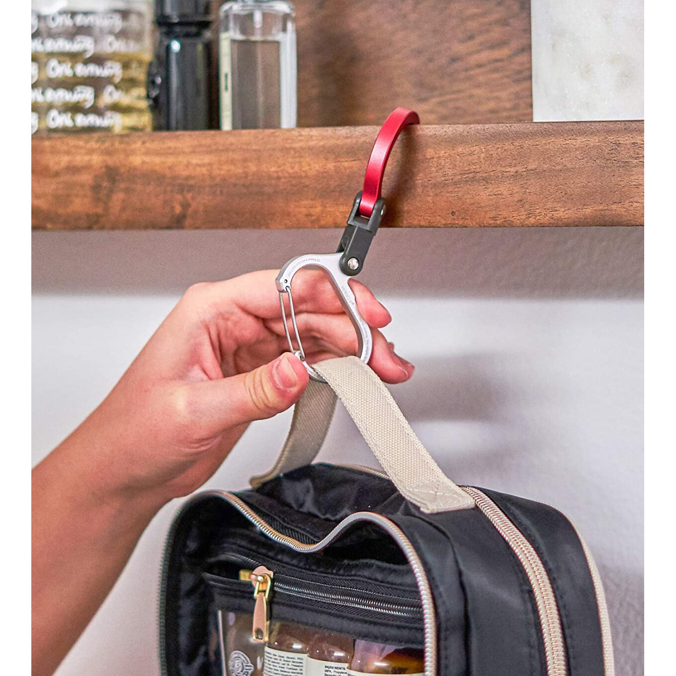 HEROCLIP Carabiner Clip Hook Mini for Camping, Organization (Black & Blue)