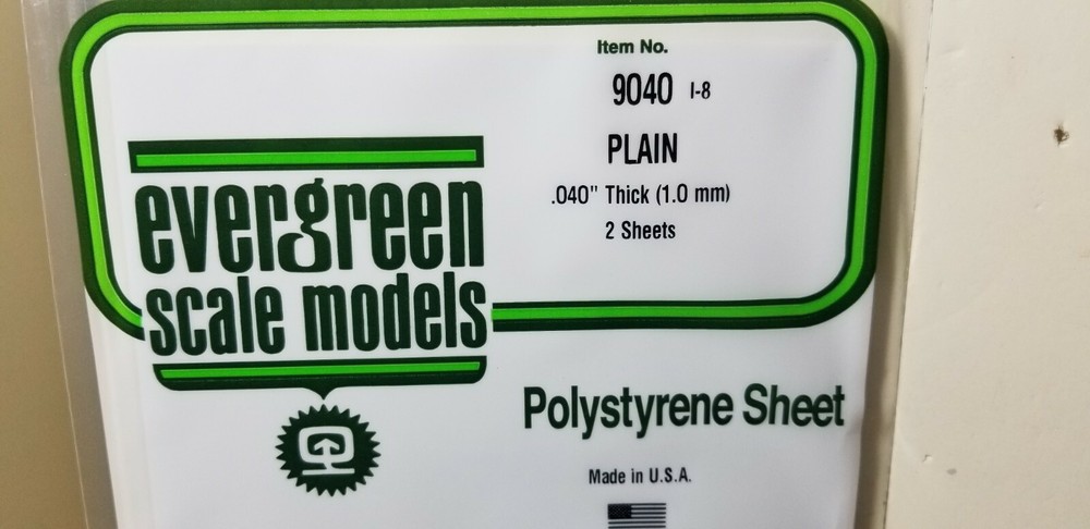 Plain White Sheets (2) 6" x 12" .040" Thick Evergreen Scale Models Plastic 9040