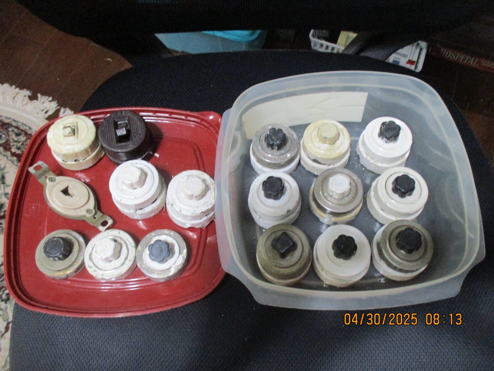 17 PC  Vintage Ceramic Porcelain Light Electric Switches Button & toggle & parts