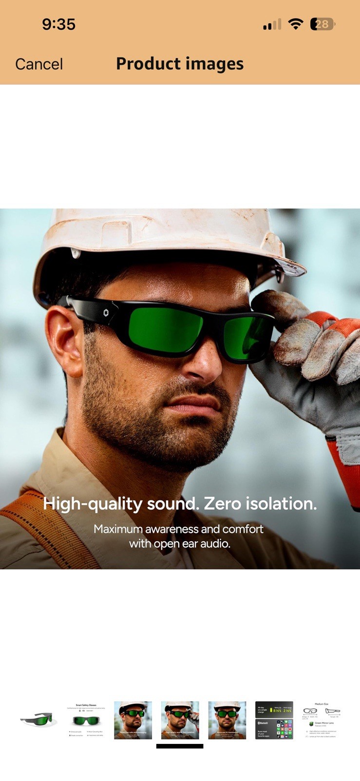 Lucyd Armor Smart Safety Glasses TR90 Frame Light Adaptive Lenses Open Ear Speak