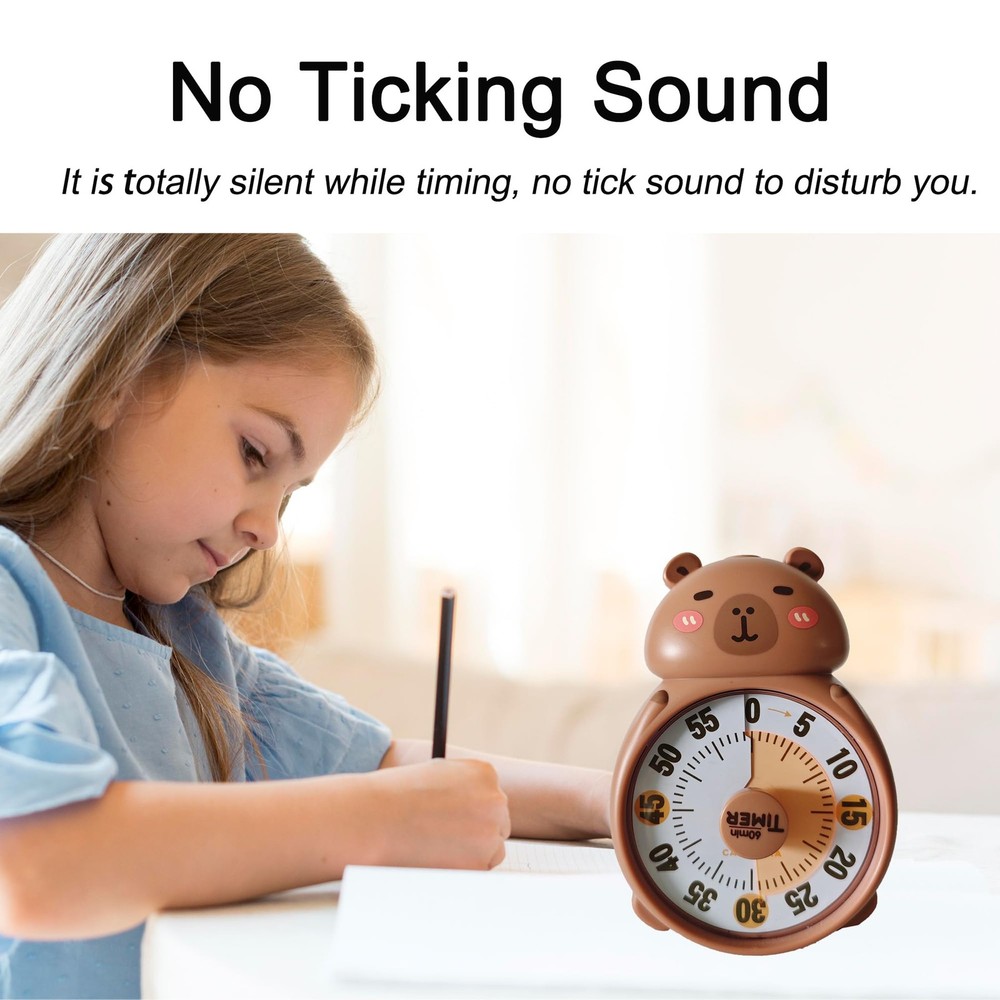 Cute Visual Timer for Kids, Kids 60 Minute Countdown Timer for Teaching, Sile...
