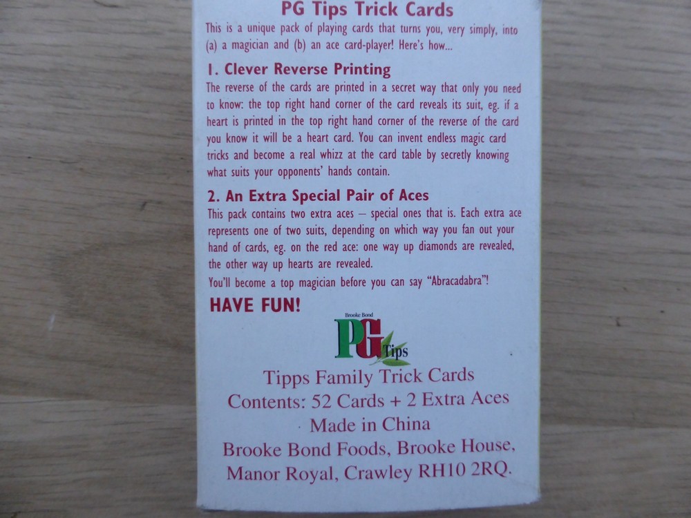 PG Tips Trick Cards Get Out Deck Magic Playing Cards Set Complete Instructions