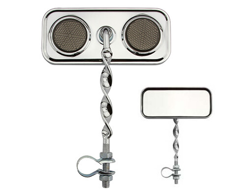 ONE Bike Rectangle Flat Twisted Mirror Chrome Black Reflectors.