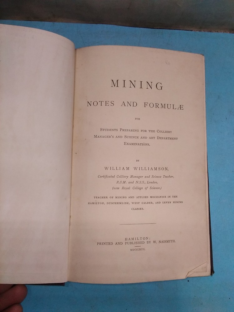 Vintage Book Mining Notes & Formulae