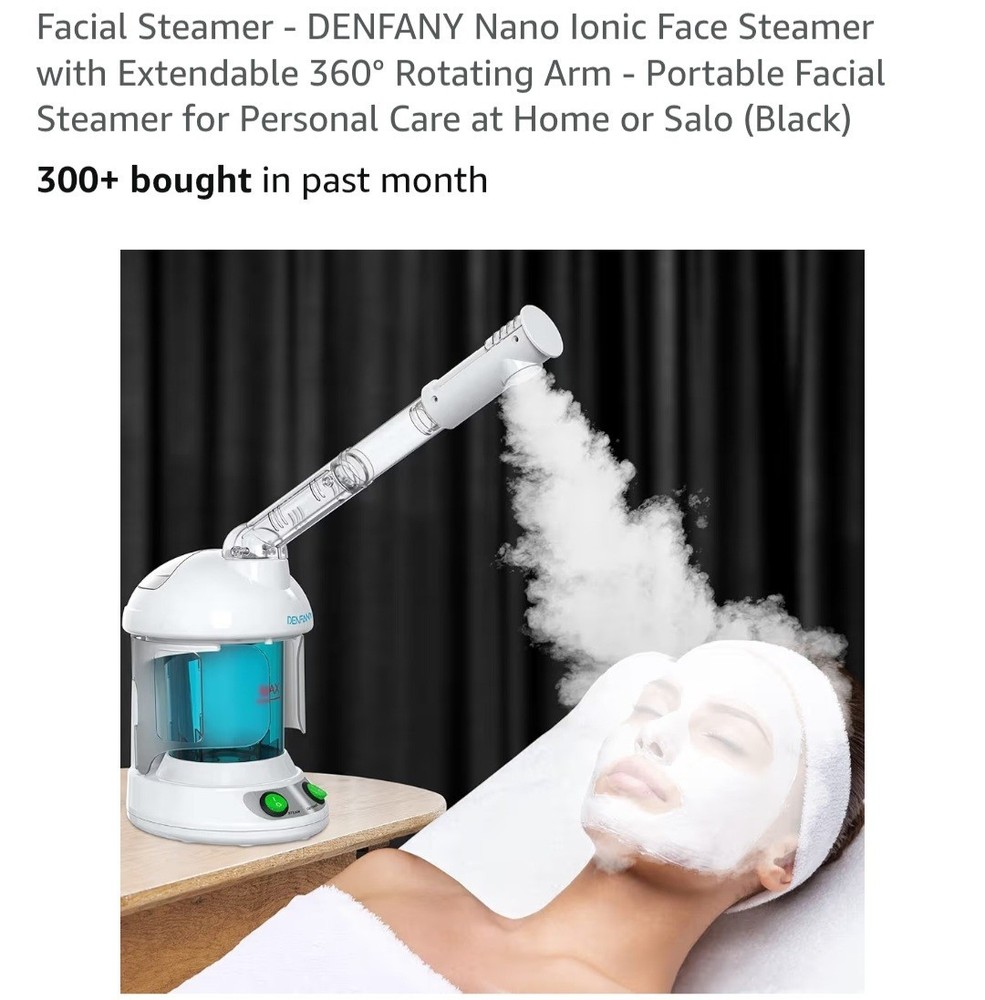 Facial Steamer DENFANY Nano Ionic Face Steamer with Extendable 360° Rotating Arm