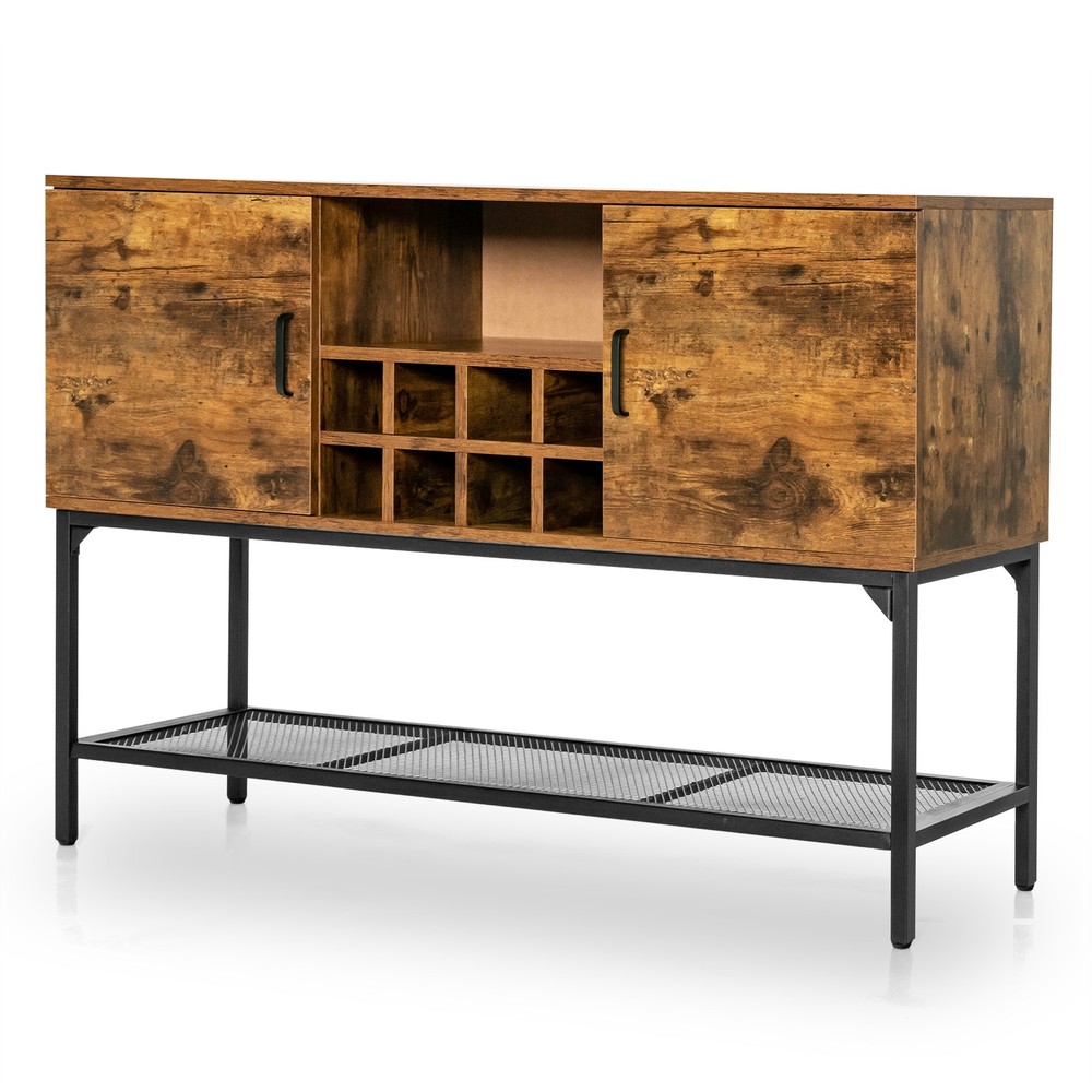 Multifunctional Cupboard Sideboard Cupboard Console Table w/Open Shelf Wine Rack