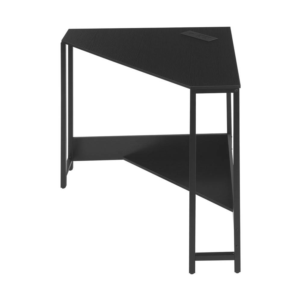Triangular Corner Desk, Small Desk with Outlets, Free Standing Corner Table