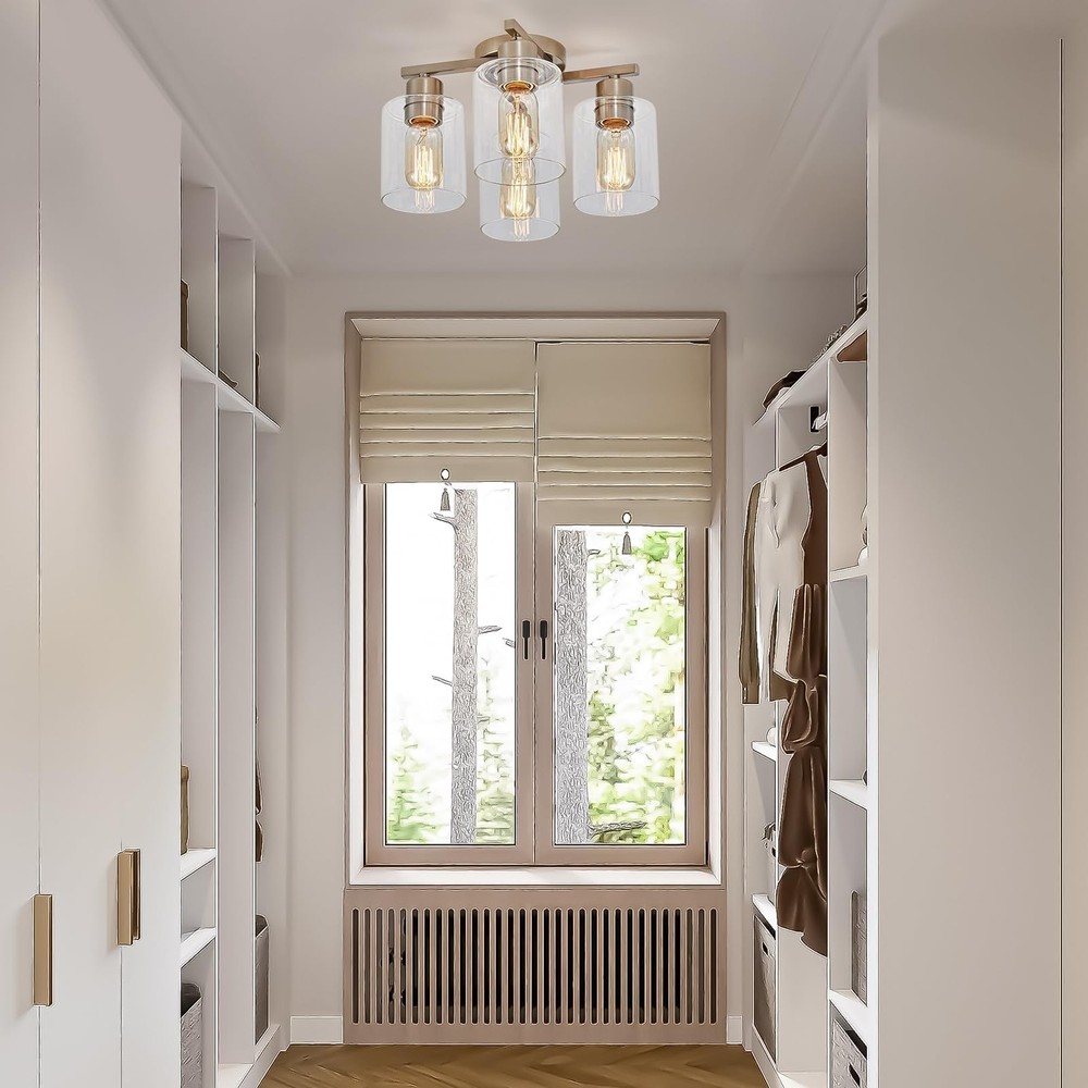 Semi Flush Mount Ceiling Light Kitchen Lighting Fixtures Ceiling Brushed Nick...