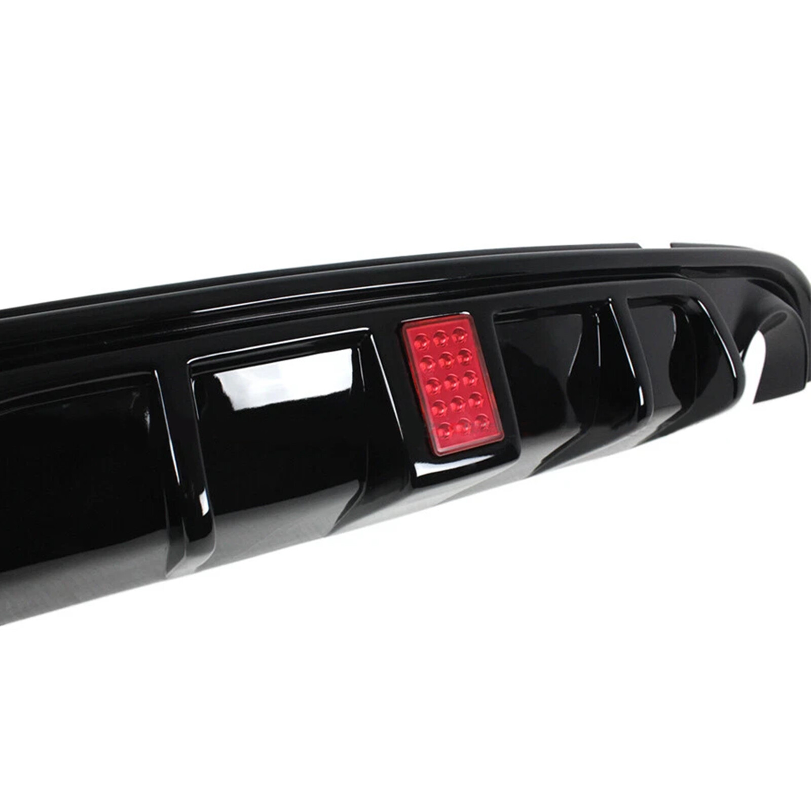 Fit 2014-2017 Infiniti Q50 Glossy Black Rear Bumper Diffuser W/ LED Brake Light