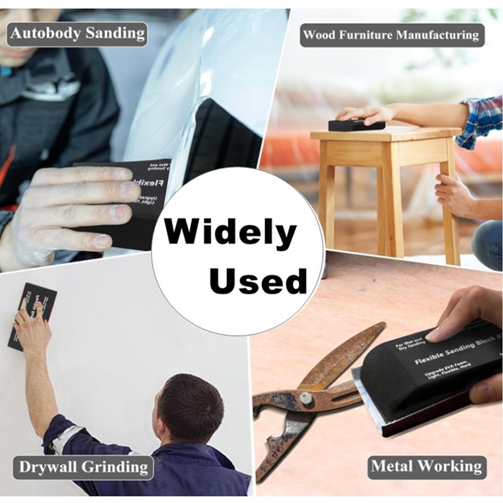 12Pcs Sanding Block Kit Flexible EVA Foam Wet or Dry for Automotive or Woodwork