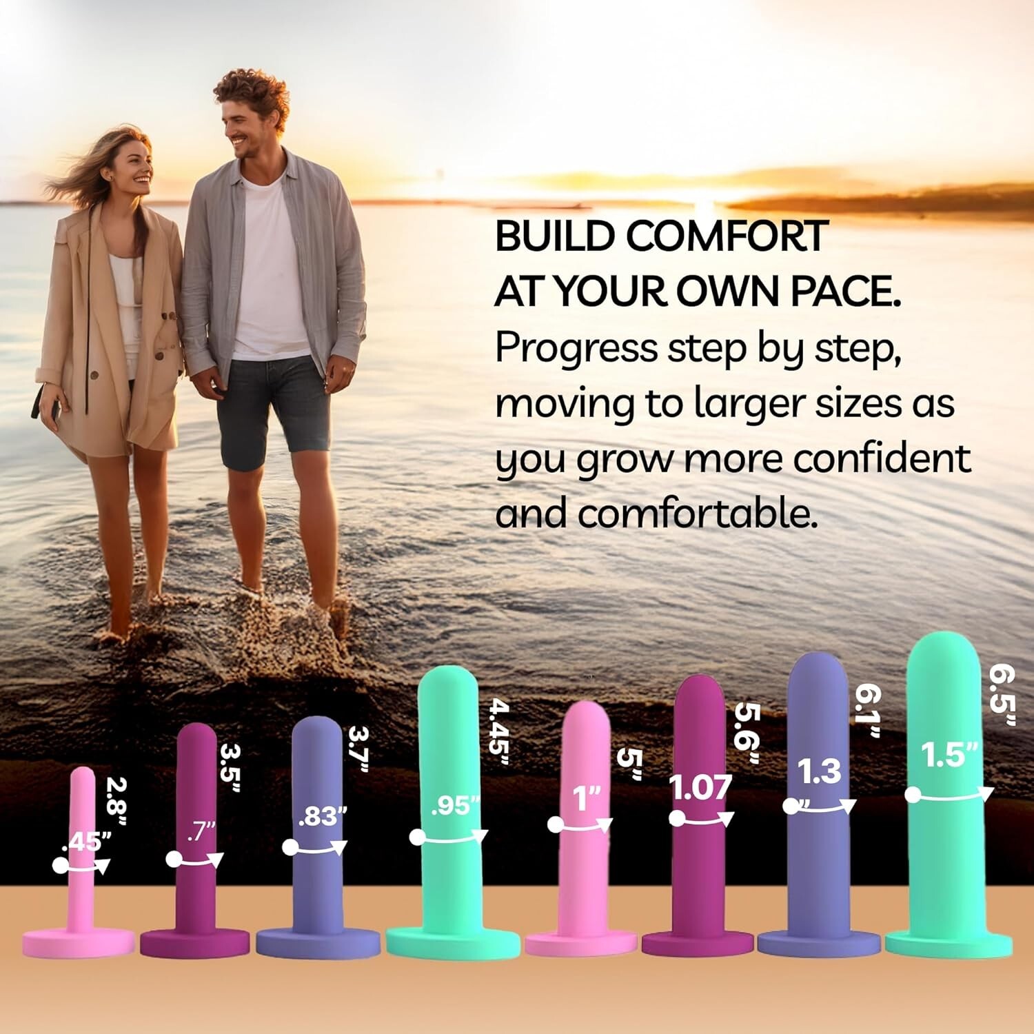 8 Vaginal Dilator Kit - Premium Silicone Pelvic Floor Exerciser with Bag & Glide