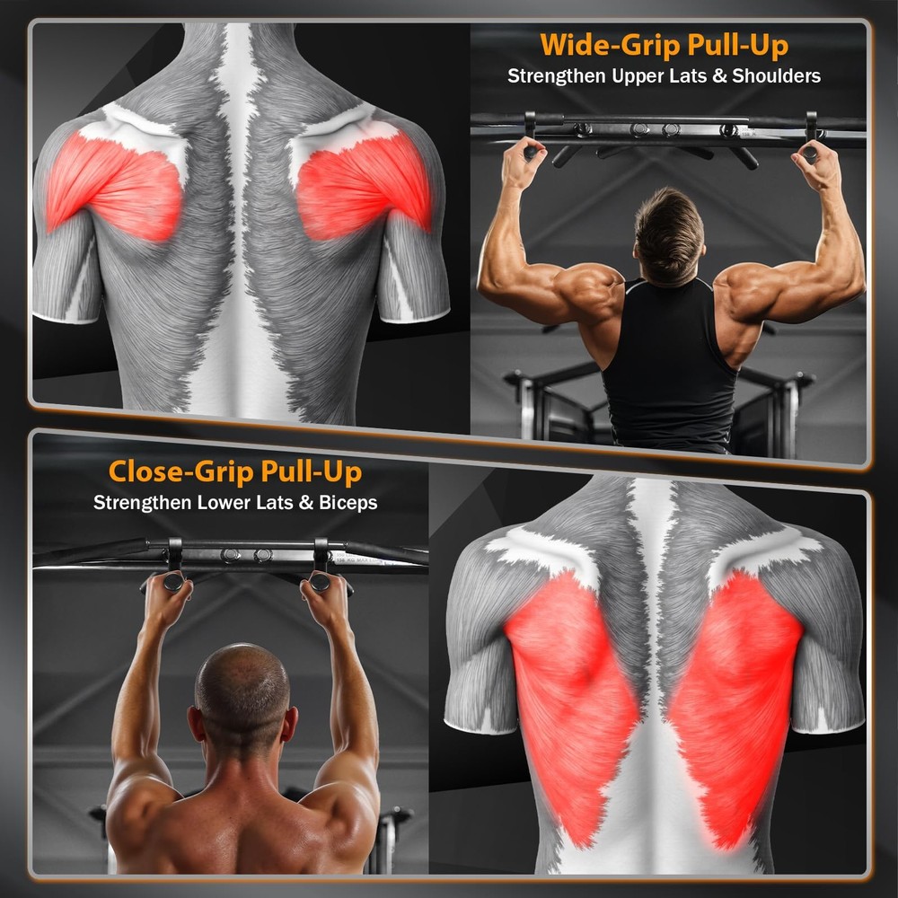 Neutral Grip Handle Attachment for Pull-up Bars, 1 Pair Portable Hooks Black