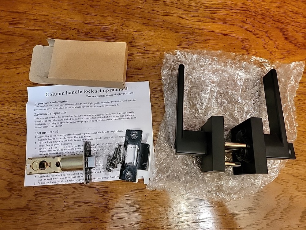 Door Column Handle Lock Set Adjustable Backset Black QB/T2474-2000