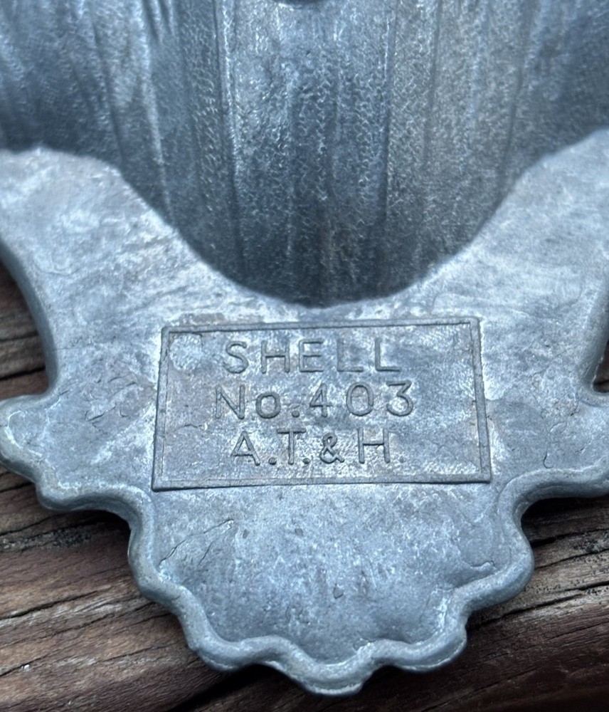 3 Vtg MCM Metal Clam Shell Trinket Trays Dishes No. 403 A T & H Unfinished Set