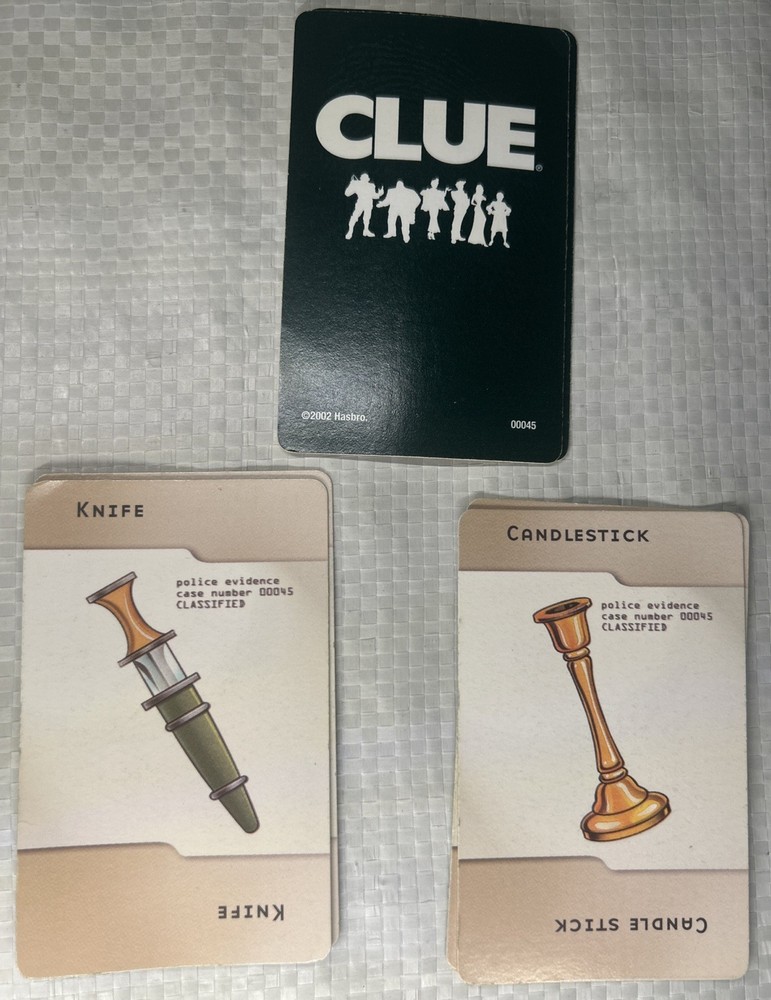 Clue Replacement Weapons Cards Set (Complete (6) 1996–2002
