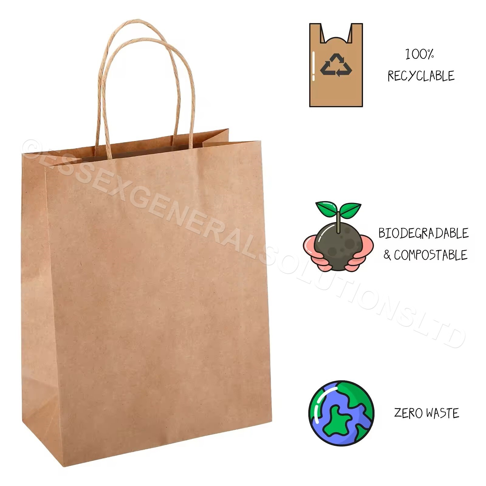 Twisted Handle Paper Bags Brown & White For Party Gift Carrier ECO Friendly Bags