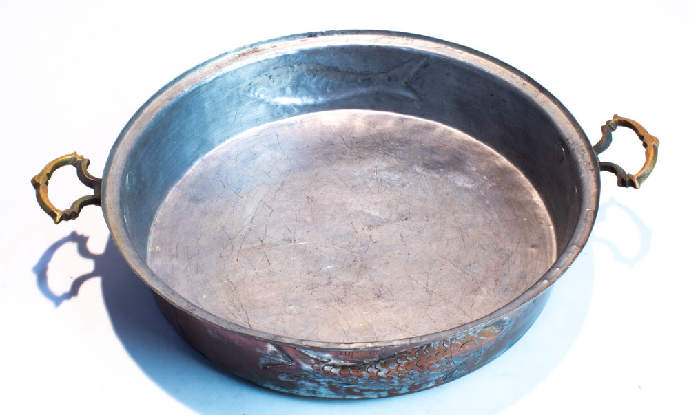 Copper Primitive Hand Crafted Extra Large Hammered Fish Kettle Pan