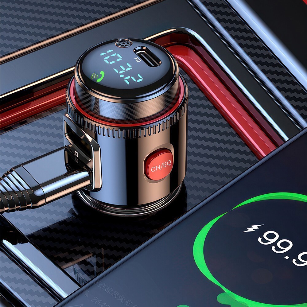 Wireless FM Transmitter QC3.0 & PD Fast Charger MP3 Bluetooth Car Radio Adapter