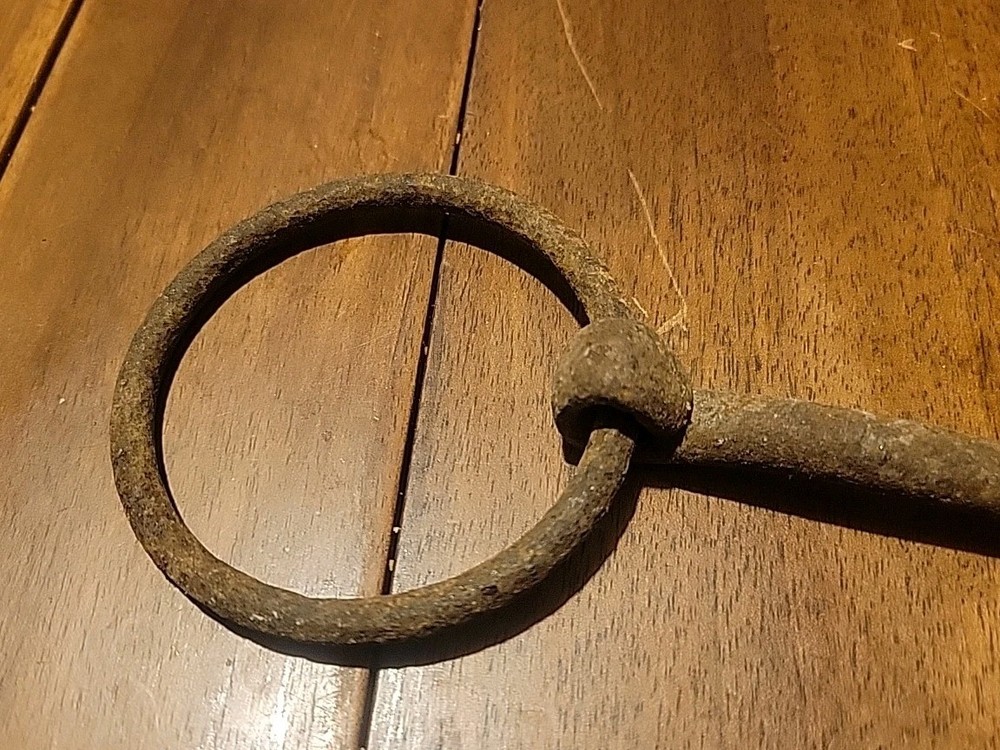 Antique Iron Horse Bit Double Ring Rusty