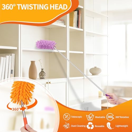 Hand Duster for Cleaning, 360° Bendable Duster with Telescoping 6 Pack Colorful