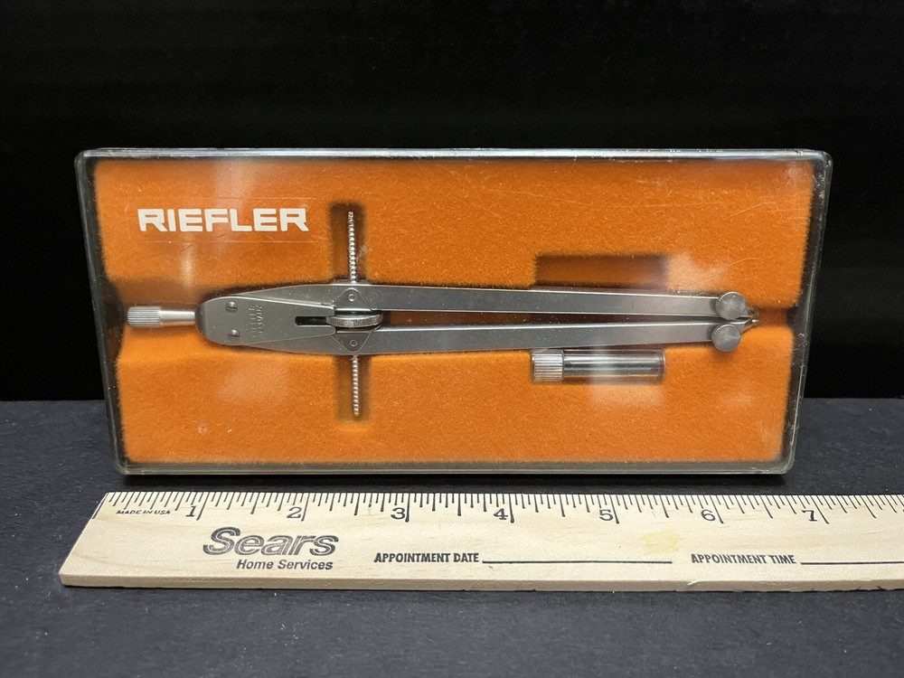 VTG RIEFLER Technical Drawing/Drafting Tool Compass/Divider German w/ Org Case