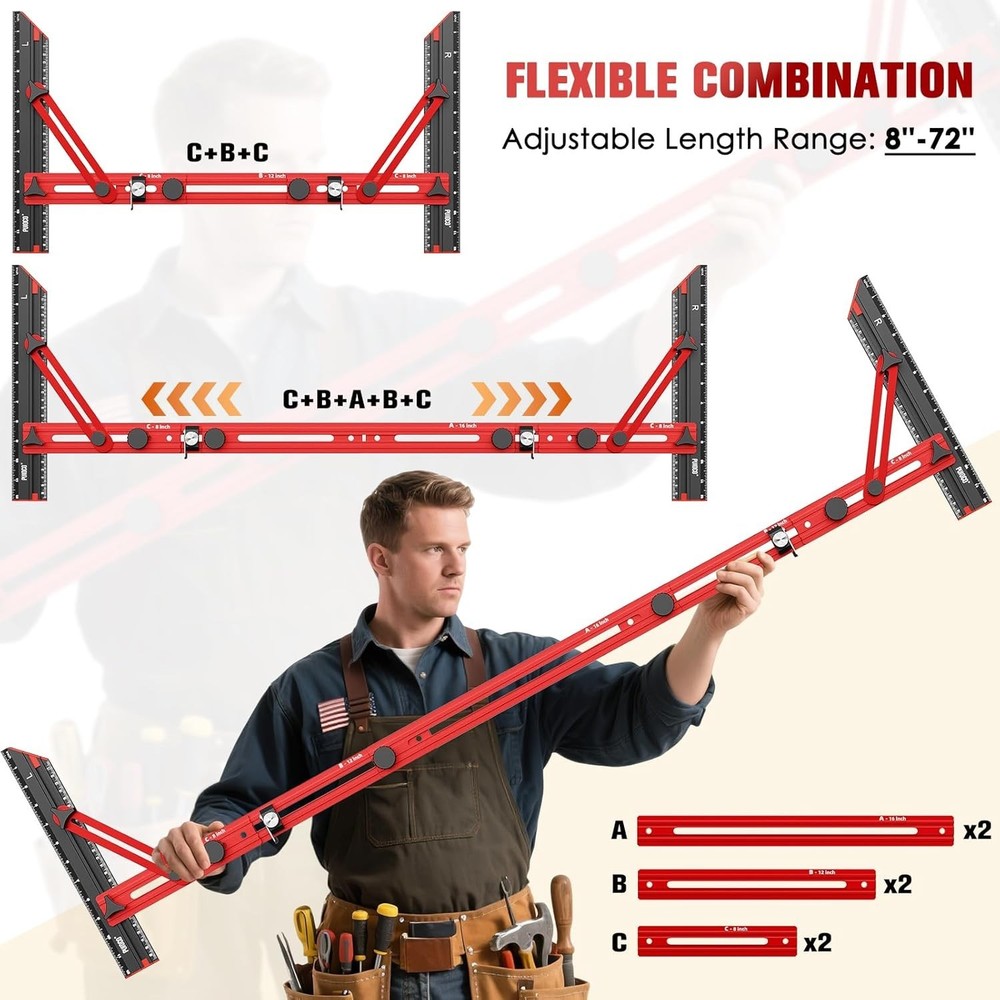 Stair Tread Template Tool, Stair Measuring Tool with Triangular Structure Brace