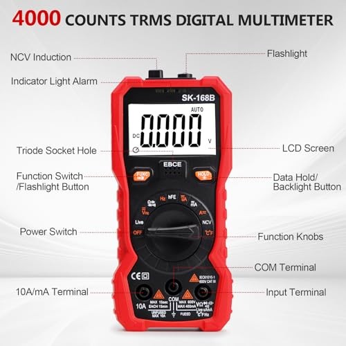 Digital Multimeter Tester, TRMS 4000 Counts Volt Meter Auto-Ranging Fast