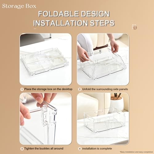 2-Pack Foldable Plastic Baskets, Stackable 2 pack (Small: 8.07"x 6.1" x 3.74")