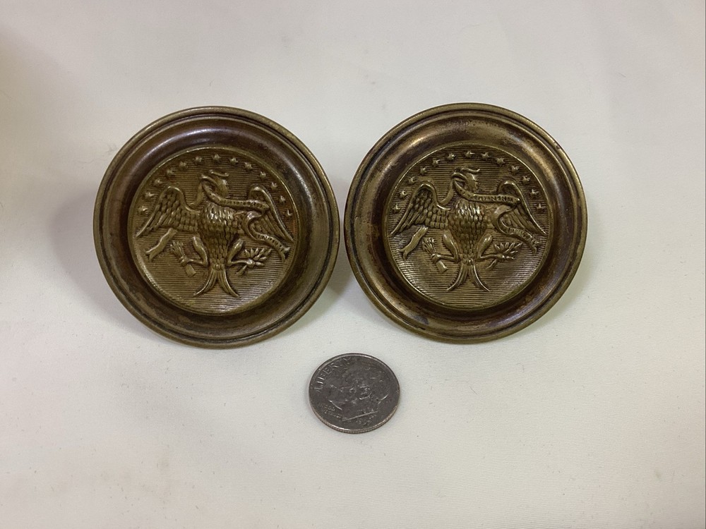 2 Antique 13 STAR EAGLE BRASS HEPPLEWHITE Style DRAWER PULLS
