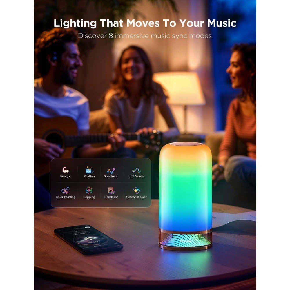 Smart Table Lamp 2, Matter & Alexa Bedside Lamp, Color Changing Dimmable Light