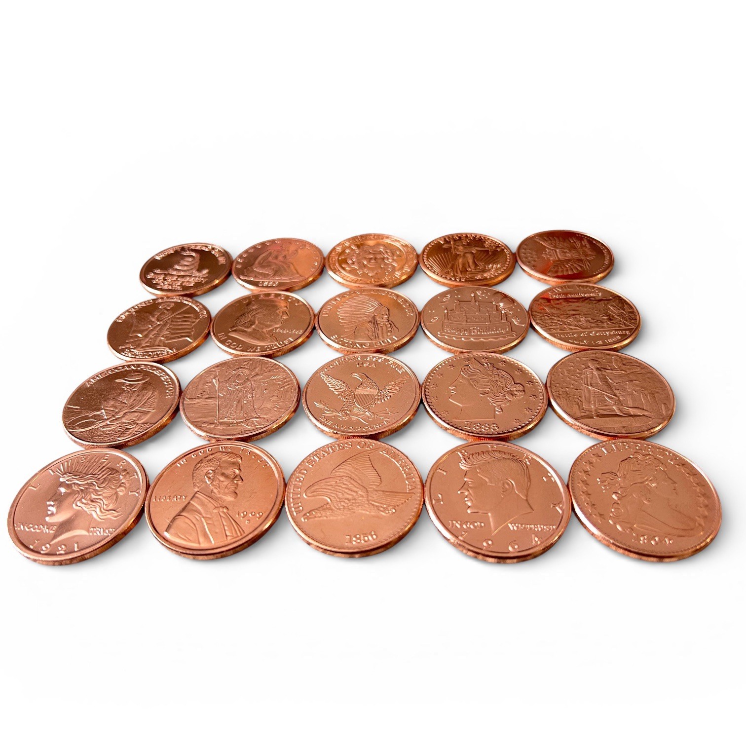 (100) PACK - Sellers Choice - 1 OZ COPPER ROUND - BULLION - 5 different designs