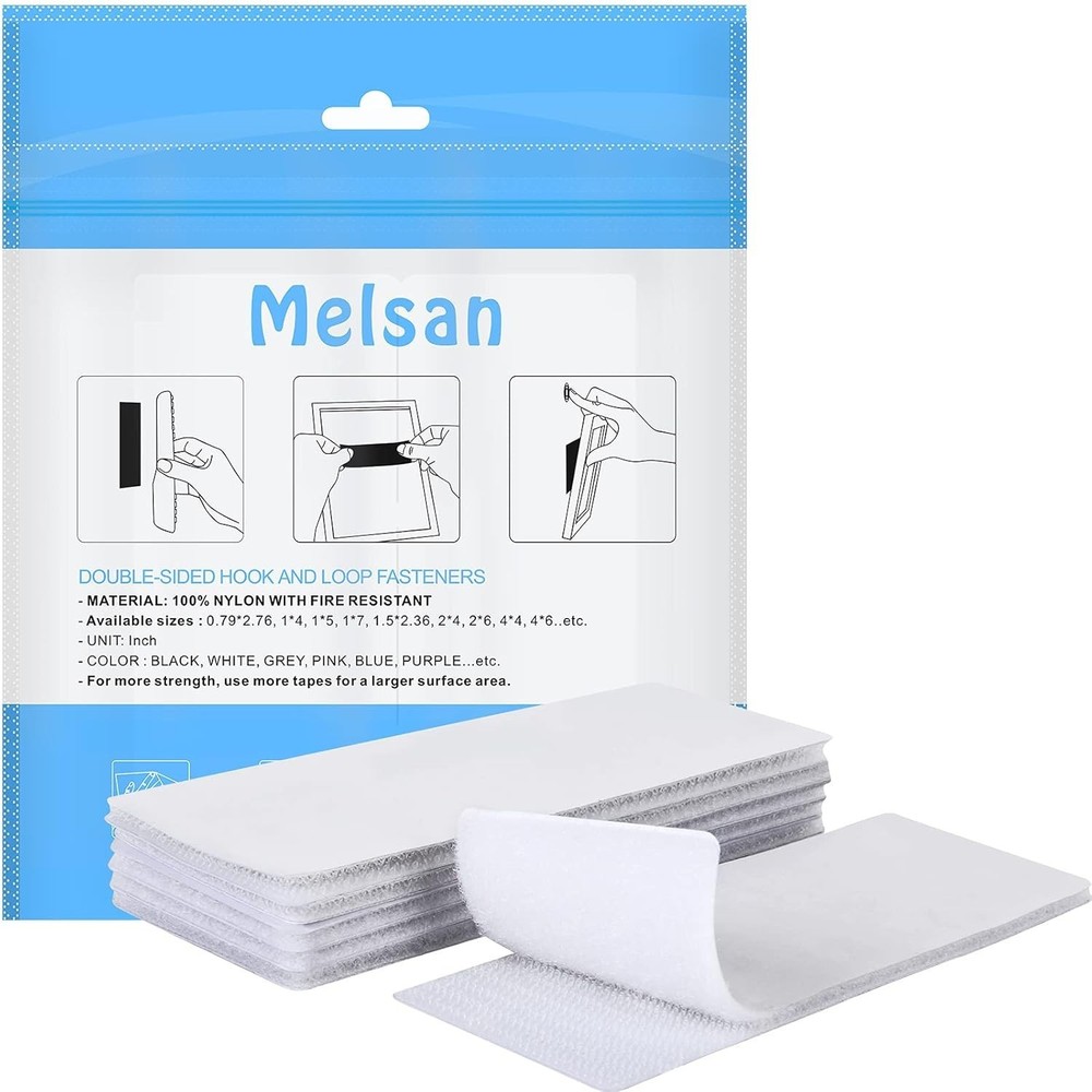 Durable White Hook and Loop Strips 2x6 Inches Perfect for DIY