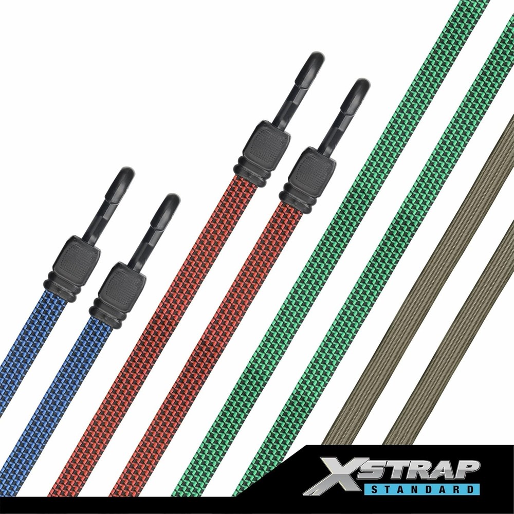 8-Pack Flat Bungee Cords with Hooks (18",24",32",40") - Elastic Stretch Strap...