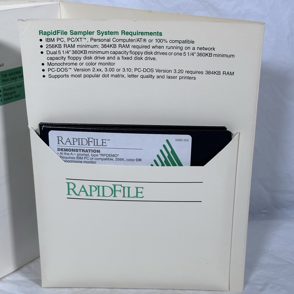 New? Ashton Tate RapidFile Database Version 1.0 IBM PC 3.5 5.25 Media Software