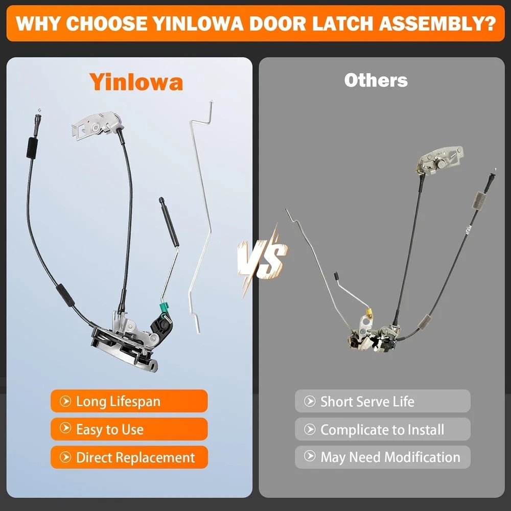Side Door Latch Assembly with Cable & Rod for Ford E150 E250 E350 Econoline Van
