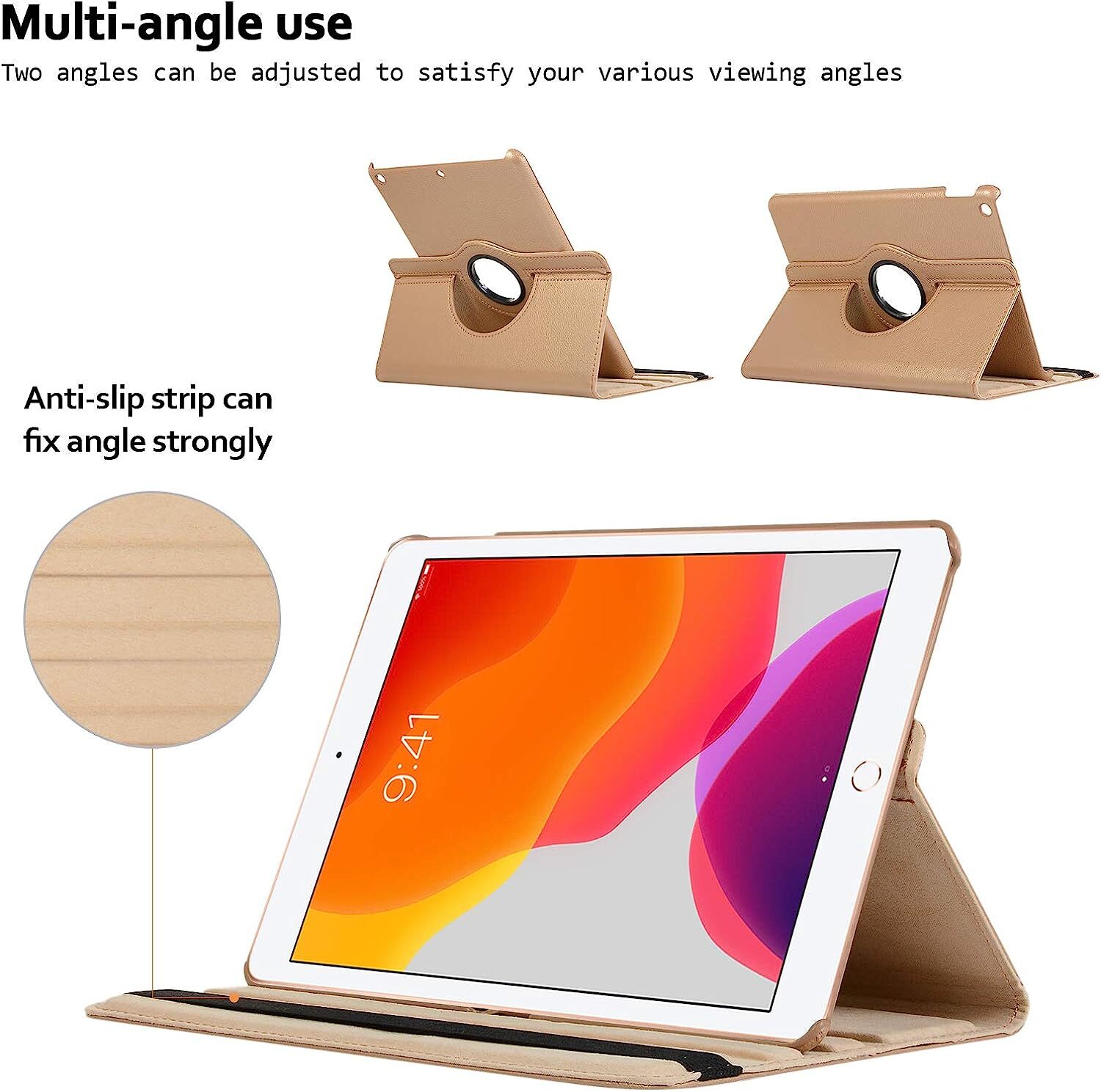 For iPad 10th 9th 8th 7th 6/5th Gen Leather Smart Flip Case Rotating Stand Cover