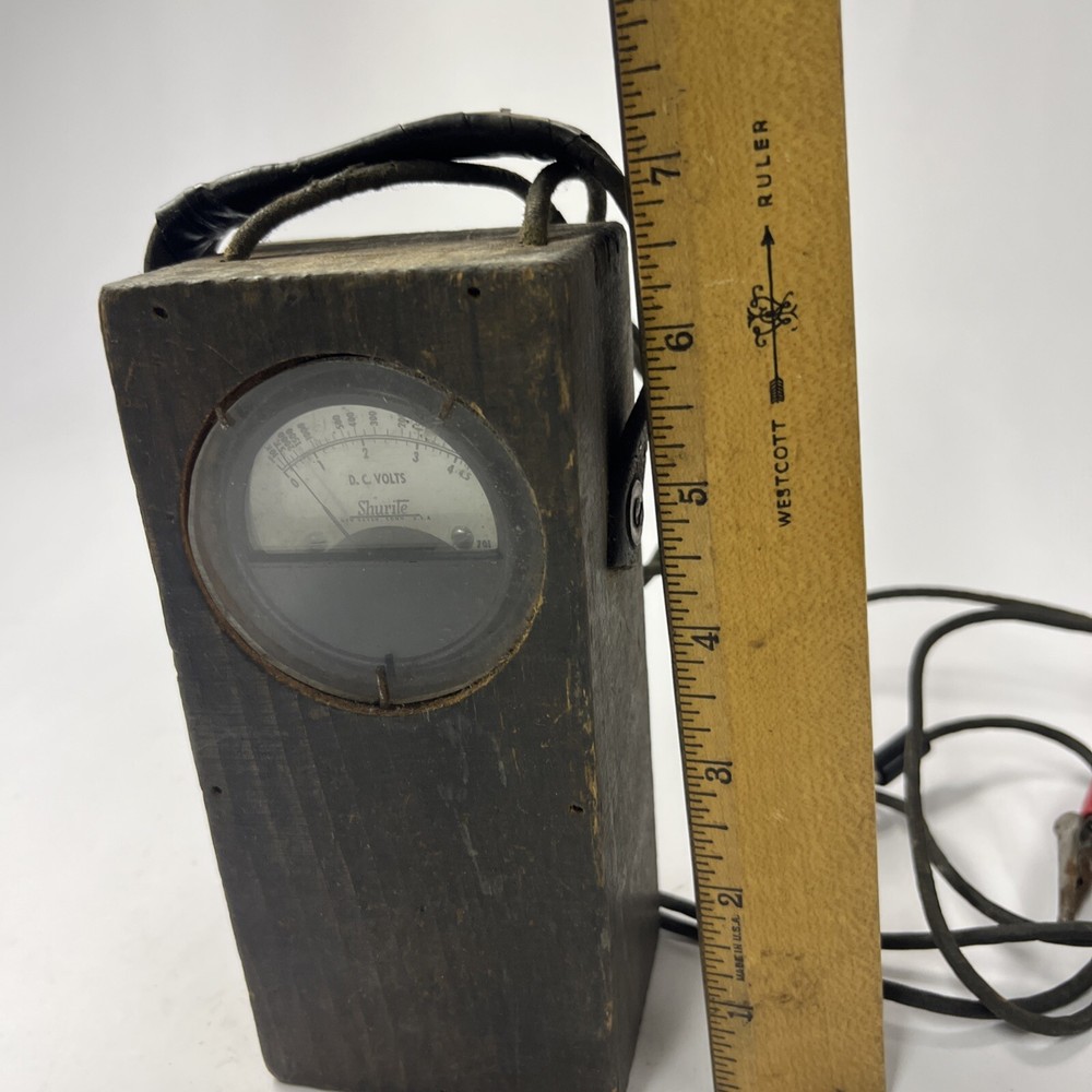 Vintage Shurite Meter Wood Block Untested