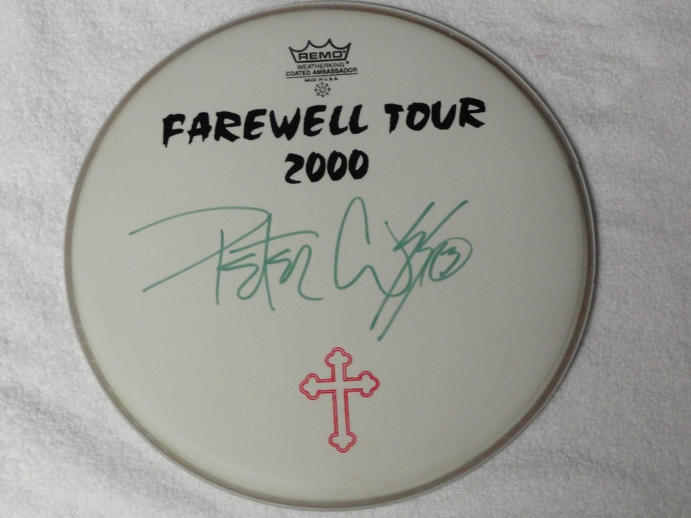 KISS Farewell Tour Staged Played Ahead Drumsticks set + Gloves and Signed Head