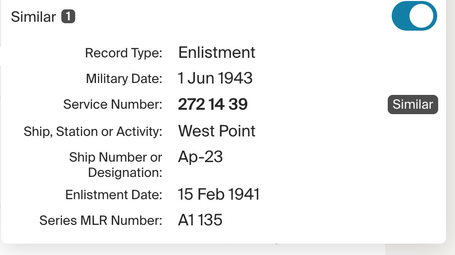 WWII US Navy USS West Point Operation Torch Normandy STERLING ID Bracelet CA14