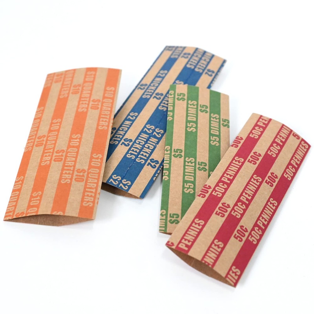 500 Assorted Coin Wrappers Flat Coin Roll Wrappers Pack